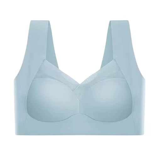 WUFANGBU Damen-BH Bra Damen Sport-BHS Plus Größe Weste Stütz Ring Unterwäsche Yoga Fitness Schlaf BH Weste 3XL(75 D80C85A85B SkyBlue von WUFANGBU