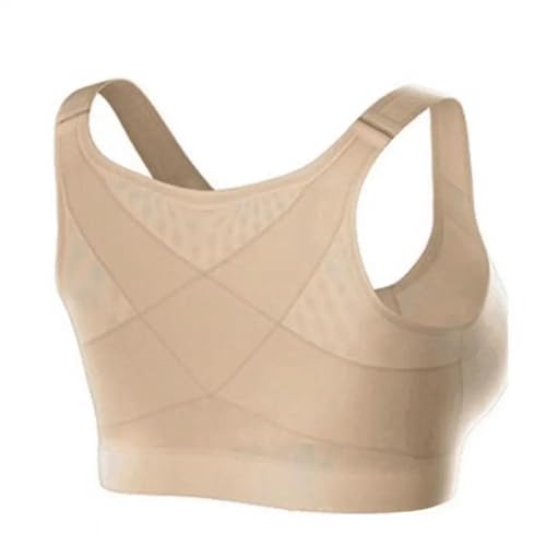 WUFANGBU Damen-BH Bra Damen Sport Weste BH Drahtloser V-Ausschnitt Elastischer Front Verschluss BH Schnell Trocknend Push Up Yoga Jogging BH L Aprikose von WUFANGBU