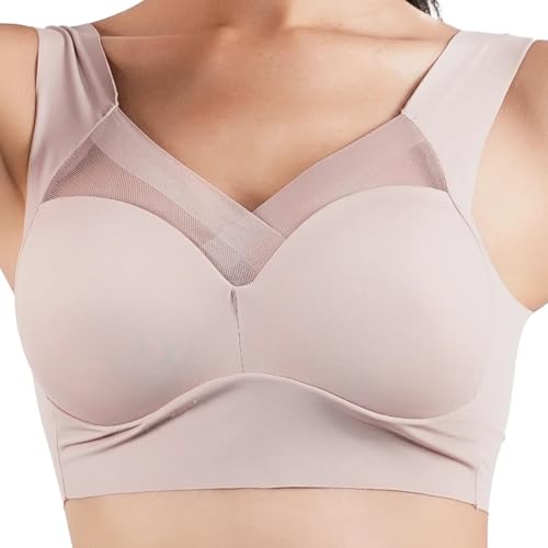 WUFANGBU Damen-BH Bra Damen Strappy Push Up BH Tops Lässig Plus Größe Weich Frau BHS Ce Seide Unterwäsche 4XL(80-90Kg) Pink von WUFANGBU