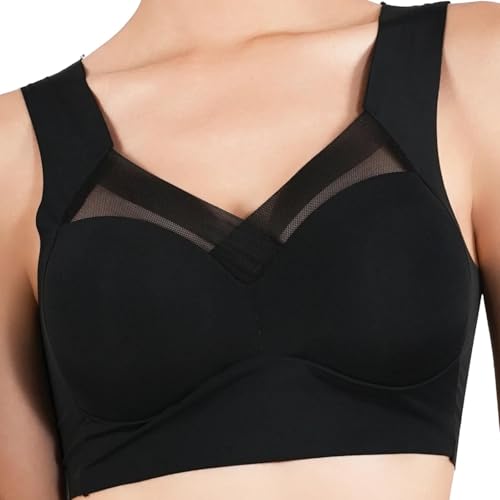 WUFANGBU Damen-BH Bra Damen Strappy Push Up BH Tops Lässig Plus Größe Weich Frau BHS Ce Seide Unterwäsche L(40-50Kg) Schwarz von WUFANGBU