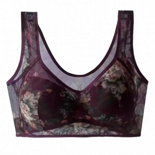 WUFANGBU Damen-BH Bra Frauen BH Schulter Gurt Plus Größe Gute Atmungsaktiv Keit Push-Up Sport Yoga Daily Lady BH 4XL Purplishred von WUFANGBU