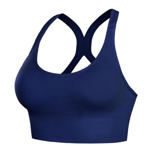 WUFANGBU Damen-BH Bra Frauen Sport BH Breite Schulter Gurt Hohl Rücken Weste Push-Up Sport Yoga Täglich Dame BH XL Blau von WUFANGBU