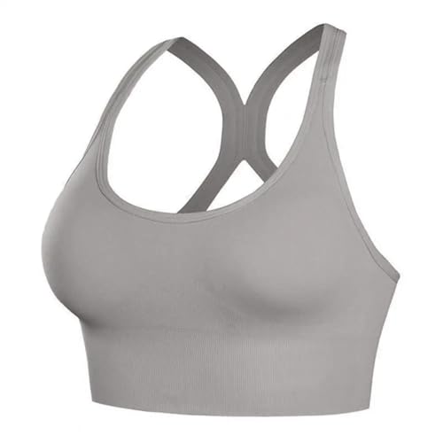 WUFANGBU Damen-BH Bra Frauen Sport BH Breite Schulter Gurt Hohl Rücken Weste Push-Up Sport Yoga Täglich Lady BH L Grau von WUFANGBU