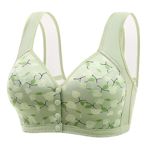 WUFANGBU Damen-BH Bra Frauen Sport BH Elastisch Schulter Gurt Blumen Druck Büstenhalter Push-Up Sport Yoga Täglich Mutter BH 44 Light Green von WUFANGBU