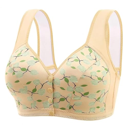 WUFANGBU Damen-BH Bra Frauen Sport BH Elastisch Schulter Gurt Floral Print Büstenhalter Push-Up Sport Yoga Täglich Mutter BH 38 Aprikose von WUFANGBU