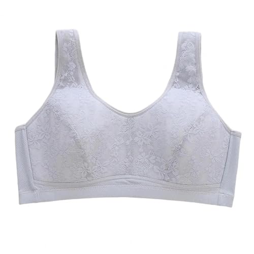 WUFANGBU Damen-BH Bra Lace Mesh BH Damen Spitze Blume Stickerei BH Weste Elastische Schulter Gurt Plus Größe Push-Up 38 Blau von WUFANGBU