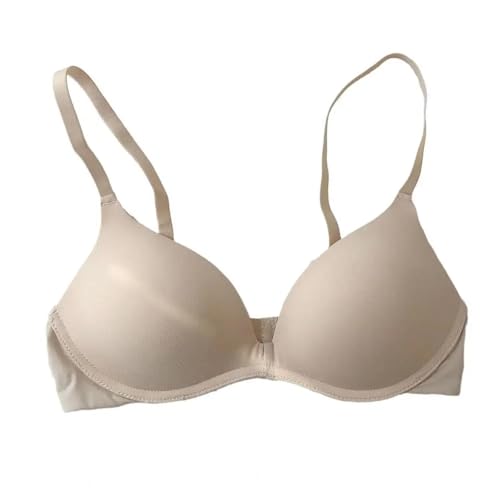 WUFANGBU Damen-BH Bra Mädchen Dünne BH Verstellbare Träger 3/4 Tasse BH Einfarbig Push-Up-Unterwäsche Einfache BH 34B Aprikose von WUFANGBU