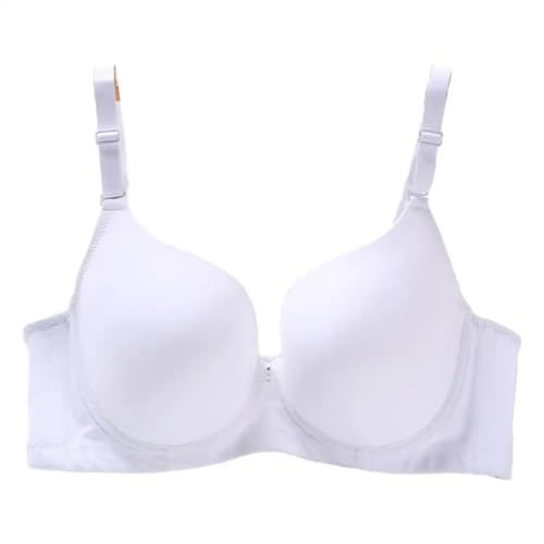 WUFANGBU Damen-BH Bra Weicher BH Bequem Verstellbarer Push-Up-BH Dünne Brust Unterstützung Rücken Verschluss Weicher BH Für Kleidung Glänzend 34B Weiß von WUFANGBU