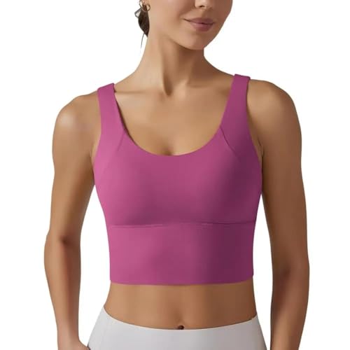 WUFANGBU Damen-BH Bra Yoga Weste BH Deep V-Rücken Design Sport Weste Einfarbig BH Top Laufen Fitness-Camisole S Pink von WUFANGBU