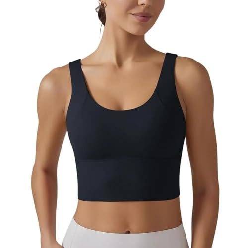 WUFANGBU Damen-BH Bra Yoga Weste BH Deep V Rücken Design Sport Weste Einfarbig BH Top Laufen Fitness-Camisole S Schwarz von WUFANGBU