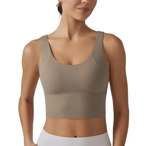 WUFANGBU Damen-BH Bra Yoga Weste BH Deep V-Rücken Design Sport Weste Einfarbig BH Top Laufen Fitness-Kamisole M Kaffee von WUFANGBU