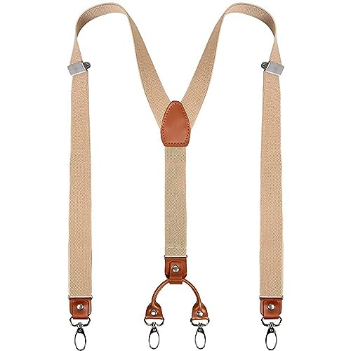 WUFANGBU Hosenträger Suspender 2,5 cm Jeans Hakenschnalle Clip 4Er-Pack Erwachsene Hemd Anzug Hosenträger Hosen Zubehör Hosenträger A04 von WUFANGBU