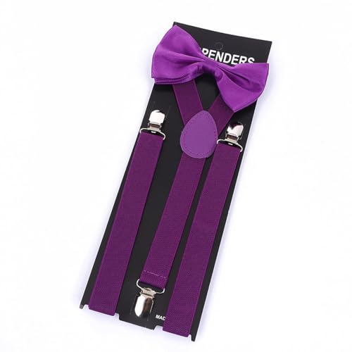 WUFANGBU Hosenträger Suspender Erwachsene Strap Einfarbige Herren Und Damen Universal Hängehose Mit Fliege Set DREI Clip Elastische Elastische Schleife Lila WUFANGBU Hosenträger Suspender Erwachsene Strap Einfarbige Herren Und Damen Universal Hängehose Mit Fliege Set DREI Clip Elastische Elastische Schleife Lila von WUFANGBU