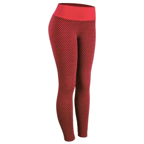 WUFANGBU Leggings Damen Hose Atmungsaktive Sport Strumpfhosen Mädchen Push Up Yoga Hose Frauen Nahtlose Leggings Hohe Taille Yoga Fitness Leggings Gym Kleidung Outfit L Rot von WUFANGBU