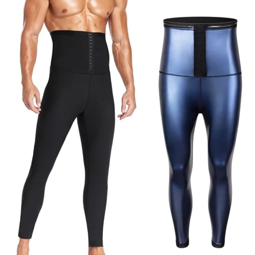 WUFANGBU Leggings Damen Hose Herren Body Shaper Thermo Sweat Hose Taille Männliche Shape Wear Fitness Leggings L Blau von WUFANGBU