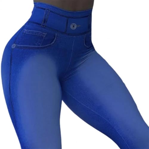 WUFANGBU Leggings Damen Hose Hohe Taille Hintern Lifting Fitness Leggings Push Up Skinny Frauen Yoga Hosen Active Wear XL Dunkelblau von WUFANGBU