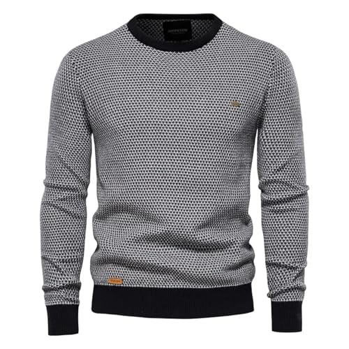 WUFANGBU Pullover Sweatshirts Baumwoll Gespleißte Pullover Pullover Männer Lässig Warme O-Ausschnitt Herren Strick Pullover Mode Pullover Für Männer M Schwarz von WUFANGBU