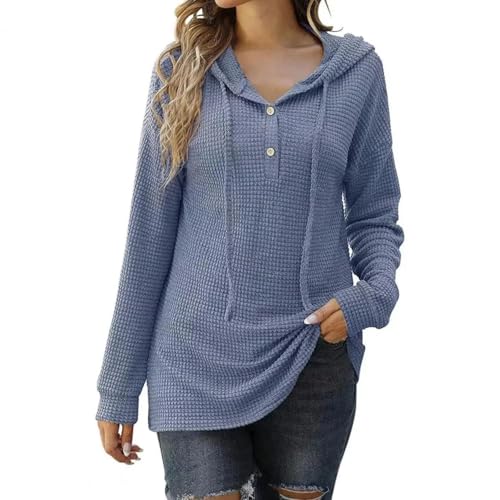 WUFANGBU Pullover Sweatshirts Chic Gestrickter Pullover Kordel Zug Kälte Beständige Haut-Touch Einfarbig Lose Pullover Jumper XL Blau von WUFANGBU