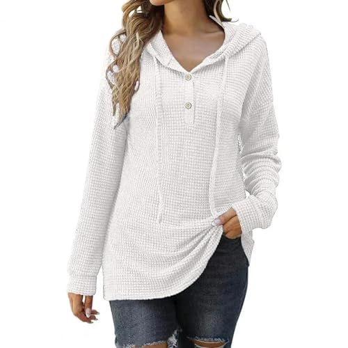 WUFANGBU Pullover Sweatshirts Chic Gestrickter Pullover Kordel Zug Kälte Beständiger Haut-Touch Einfarbig Lose Pullover Jumper 2XL Weiß von WUFANGBU