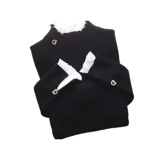 WUFANGBU Pullover Sweatshirts Damen Pullover Lässig Frauen Pullover Elegant Gestrickt Patchwork Pullover Mit Spitze Detail Für Stilvolle Frauen L Schwarz von WUFANGBU