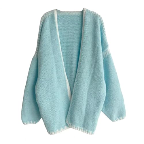 WUFANGBU Pullover Sweatshirts Frauen Mantel Gestrickte Dicke Lose Lange Ärmel Warme Freizeit Kleidung Täglich Pullover Jacke M Blau von WUFANGBU