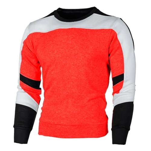 WUFANGBU Pullover Sweatshirts Herren Casual Crewneck Sweatshirt Farbe Block Pullover Sweatshirt Asianl(45-60Kg) Black Red von WUFANGBU