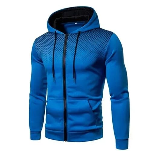 WUFANGBU Pullover Sweatshirts Herren Hoodie Mit Reiß Verschluss Hoodie Sweatshirt Grafik Reiß Verschluss Tasche Sport Outdoor Casual Täglich Hoodies Schlanke Sweatshirts 3XL Blau von WUFANGBU