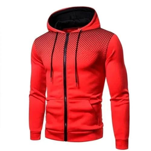 WUFANGBU Pullover Sweatshirts Herren Hoodie Mit Reiß Verschluss Hoodie Sweatshirt Grafik Reiß Verschluss Tasche Sport Outdoor Casual Täglich Hoodies Schlanke Sweatshirts XL Rot von WUFANGBU