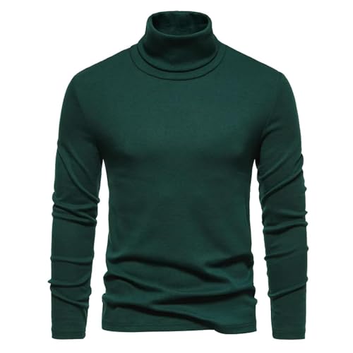 WUFANGBU Pullover Sweatshirts Herren Lässige Slim Fit Basic Tops Leichte Roll Kragen Pullover Sweatshirts S Grün von WUFANGBU