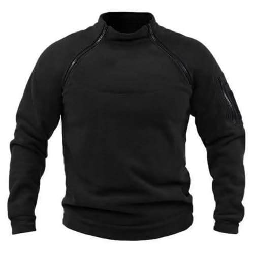 WUFANGBU Pullover Sweatshirts Herren Outdoor Sweatshirt Warmer Reiß Verschluss Pullover Herren Pullover Fitness Studio Sport Tops Lässig Polar Wind Dichte Jacke L Schwarz von WUFANGBU