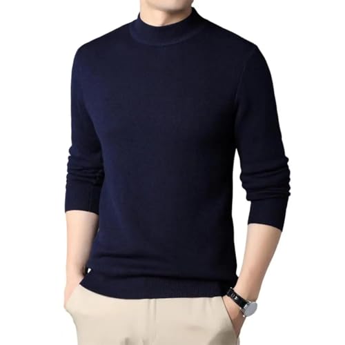 WUFANGBU Pullover Sweatshirts Herren Pullover Warm Und Bequem Lange Ärmel Pullover Roll Kragen Männer Kleidung Schlanke Strickwaren L Navyblue von WUFANGBU