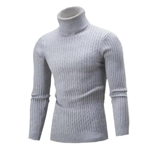 WUFANGBU Pullover Sweatshirts Herren Roll Kragen Pullover Herren Strick Pullover Strick Pullover Warm Herren Jumper Slim Fit Lässiger Pullover XXL Grau von WUFANGBU