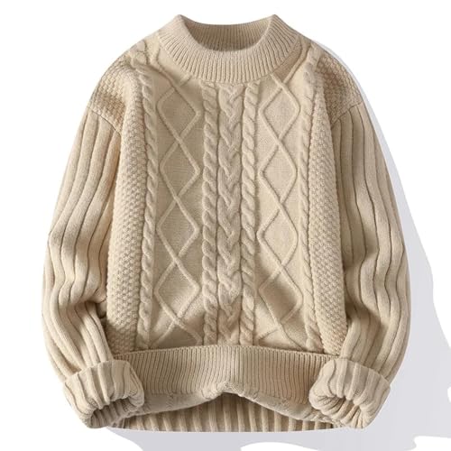 WUFANGBU Pullover Sweatshirts Lässige Herren-Pullover Mit O-Ausschnitt Gestreift Schlanke Strickwaren Pullover Für Herren Herren Retro-Pullover 3XL Khaki von WUFANGBU