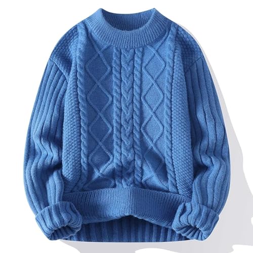 WUFANGBU Pullover Sweatshirts Lässige Herren-Pullover Mit O-Ausschnitt Gestreift Schlanke Strickwaren Pullover Für Herren Herren Retro-Pullover XL Blau von WUFANGBU