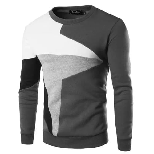 WUFANGBU Pullover Sweatshirts Lässiger Langarm-Wind Für Herren In Die Farbe Nähen Hedging Sweater XXL Grau von WUFANGBU