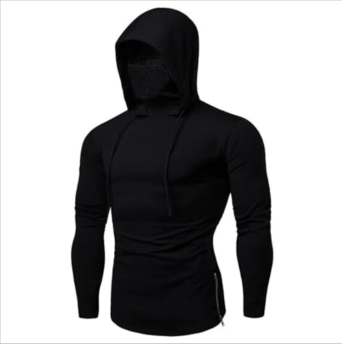 WUFANGBU Pullover Sweatshirts Männer Einfarbig Hoodies Freizeit Fitness Sweatshirt Herren Dünner Pullover Kapuzen Pullover Langarm Kapuzen Pullover XXXL Schwarz von WUFANGBU