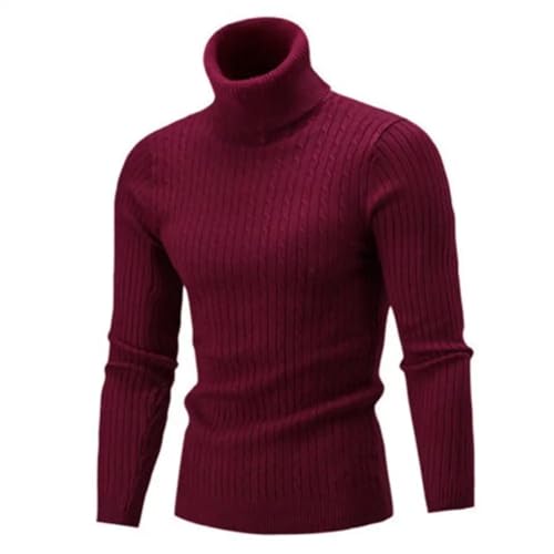 WUFANGBU Pullover Sweatshirts Männer Rollkragenpullover Männer Strickpullover Strickpullover Warme Männer Pullover Slim Fit Casual Pullover XL Weinrot von WUFANGBU