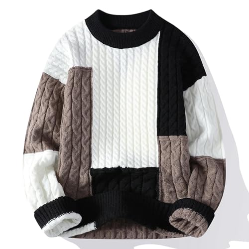 WUFANGBU Pullover Sweatshirts Mode Patchwork Loose Pullover Männer Streetwear Herren Lässige Pullover Warme Strick Pullover Männer L Schwarz von WUFANGBU