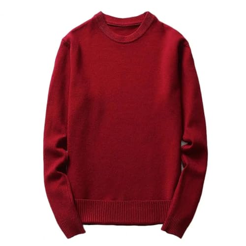 WUFANGBU Pullover Sweatshirts Pullover Mit O-Ausschnitt Herren Lose Gestricktes Hemd Lässig Herren Oberteil XL WineRed von WUFANGBU