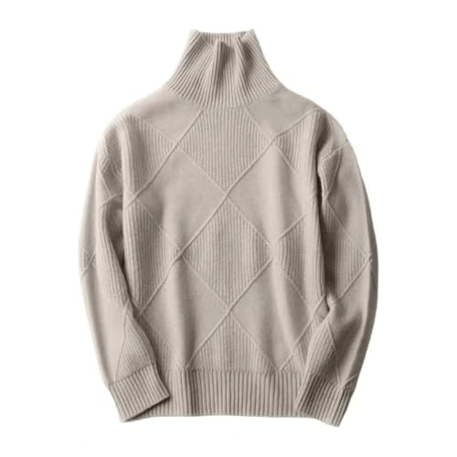 WUFANGBU Pullover Sweatshirts Roll Kragen Pullover Lange Ärmel Rhombus Textur Gerippter Trimm Pullover Einfarbig Warmer Pullover Heim Bekleidung S Camel von WUFANGBU