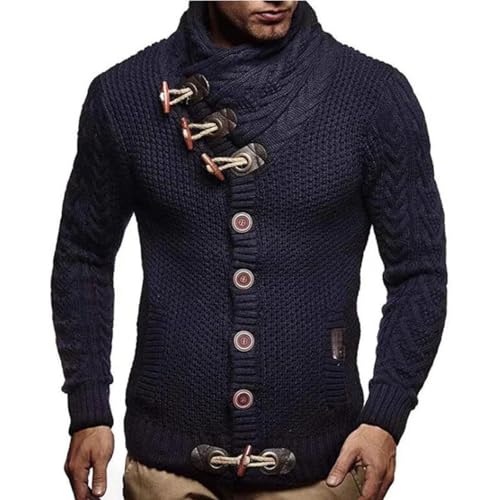 WUFANGBU Pullover Sweatshirts Strickjacke Männer Jacken Dicke Strickjacke Mäntel Herren Kleidung Strickjacke Knopf Mantel Herren Pullover Top L Dunkelblau von WUFANGBU