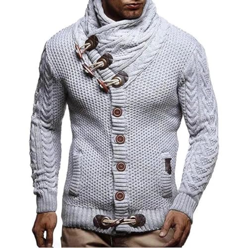 WUFANGBU Pullover Sweatshirts Strickjacke Männer Jacken Dicke Strickjacke Mäntel Herren Kleidung Strickjacke Knopf Mantel Herren Pullover Top XXXL Hellgrau von WUFANGBU