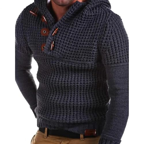 WUFANGBU Pullover Sweatshirts Strickpullover Männer Mode Solide Herren Pullover Dick Warm Herren Jumper Pullover Männliche Pullover Kleidung Herren Mäntel 3XL Dunkelgrau von WUFANGBU