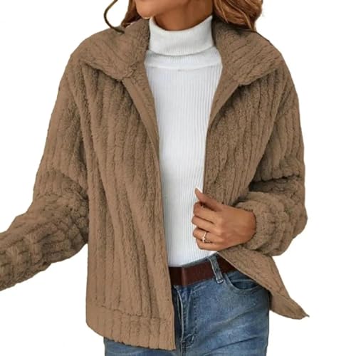 WUFANGBU Pullover Sweatshirts Styli Scher Plüsch Für Frauen Warmer Frauen Mantel Damenmode Jacke Warmer Mantel Mit Langarm XL Khaki von WUFANGBU