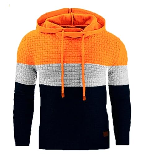 WUFANGBU Pullover Sweatshirts Sweat Wear Herren Warme Kapuzen-Sweatshirts Herren-Mode Pullover Hoodie Splice Basics Übergroße Tops XXXL Orange von WUFANGBU