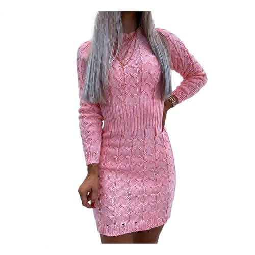 WUFANGBU Pullover Sweatshirts Trend Iges Frauen Kleid Mit Hip-Umarmen Dem Kleid Elegantes Halb Hohes Hals-Strick-Pullover-Kleid Mit Rauem Hanf-Jacquard-Textur 3XL Rot von WUFANGBU