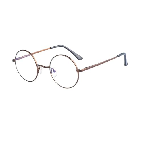 WUFANGBU Sonnenbrille Herren Anti-Blaulicht Brillengestell Scharnier Retro Super Runde Metall Brillengestelle Kaffee von WUFANGBU