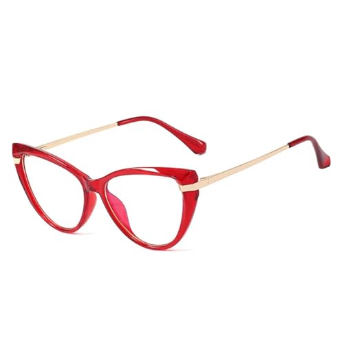 WUFANGBU Sonnenbrille Herren Retro Klare Anti Blaues Licht Frauen Brillengestelle Mode Metall Brillengestell Rot von WUFANGBU