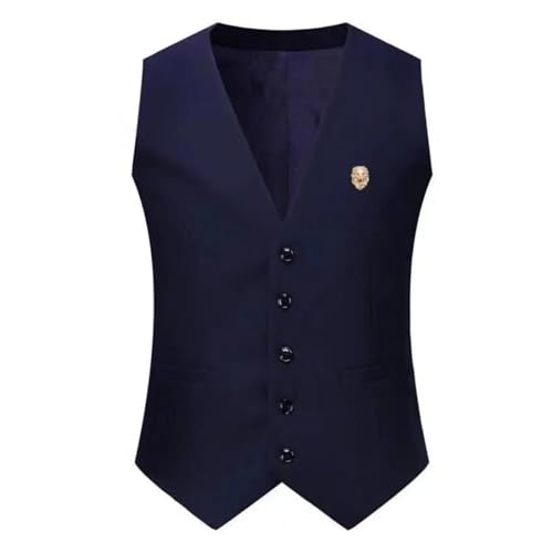 WUFANGBU Weste Vest Anzug Weste Herren Jacke Ärmel Los Vintage Weste Mode Plus Größe Weste Hombre Hochzeit 3XL Navyblue von WUFANGBU