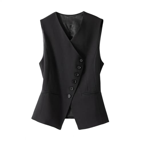 WUFANGBU Weste Vest Damen Weste Jacke Elegant Ärmel Los Damen Weste Mantel Einreihiger Knöpfe V-Ausschnitt Slim Fit Cardigan Anzug L von WUFANGBU